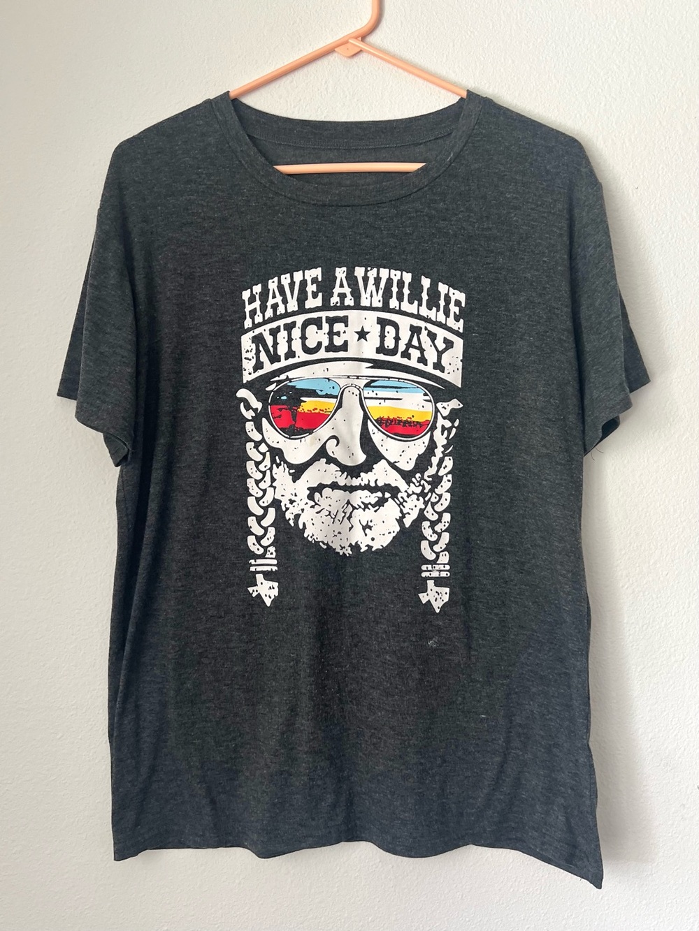 Have A Willie Nice Day Willie Nelson Graphic Tee - Charcoal